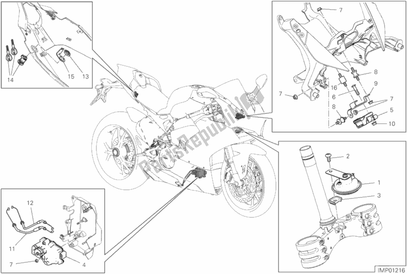 Tutte le parti per il 13e - Dispositivi Elettrici del Ducati Superbike Panigale V4 S Thailand 1100 2020